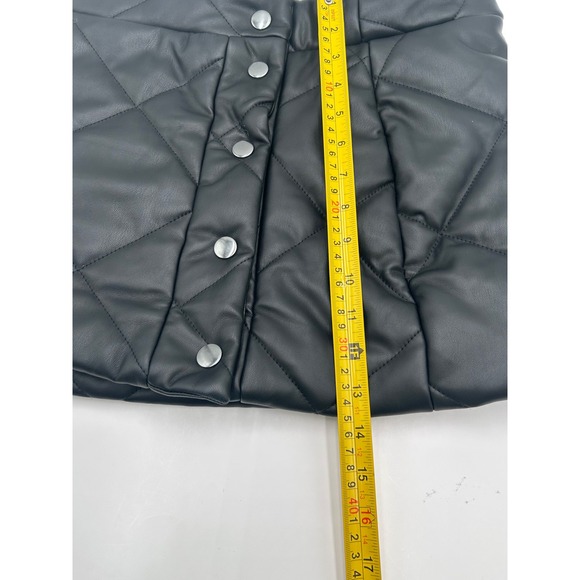 Y2K Fashion Nova Black Quilted Faux Leather Mini Skirt Side Snap Puffer Style XL - Picture 8 of 12